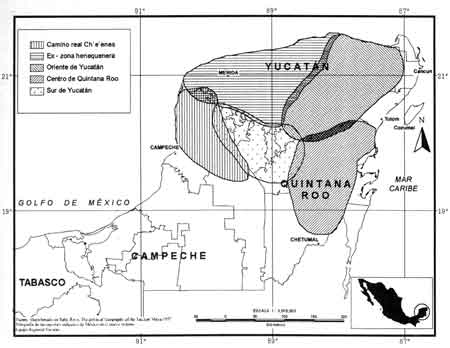 Figura 27. Variantes regionales de la lengua maya de la Pennsula de Yucatn