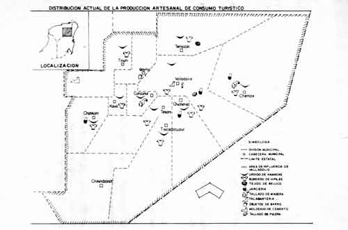 Distribucin  actual de la produccin artesanal de consumo turstico.