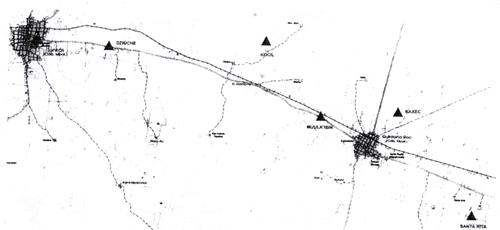 Figura 2. Ubicación de los sitios arqueológicos