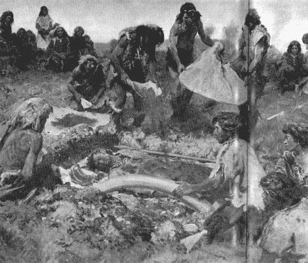 Recreación del entierro de un cro-magnon